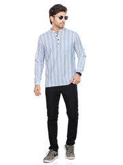 Cotton Short Kurta for Men - White | SKRTPSWBLU