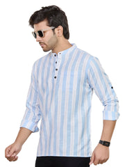 Cotton Short Kurta for Men - White | SKRTPSWBLU