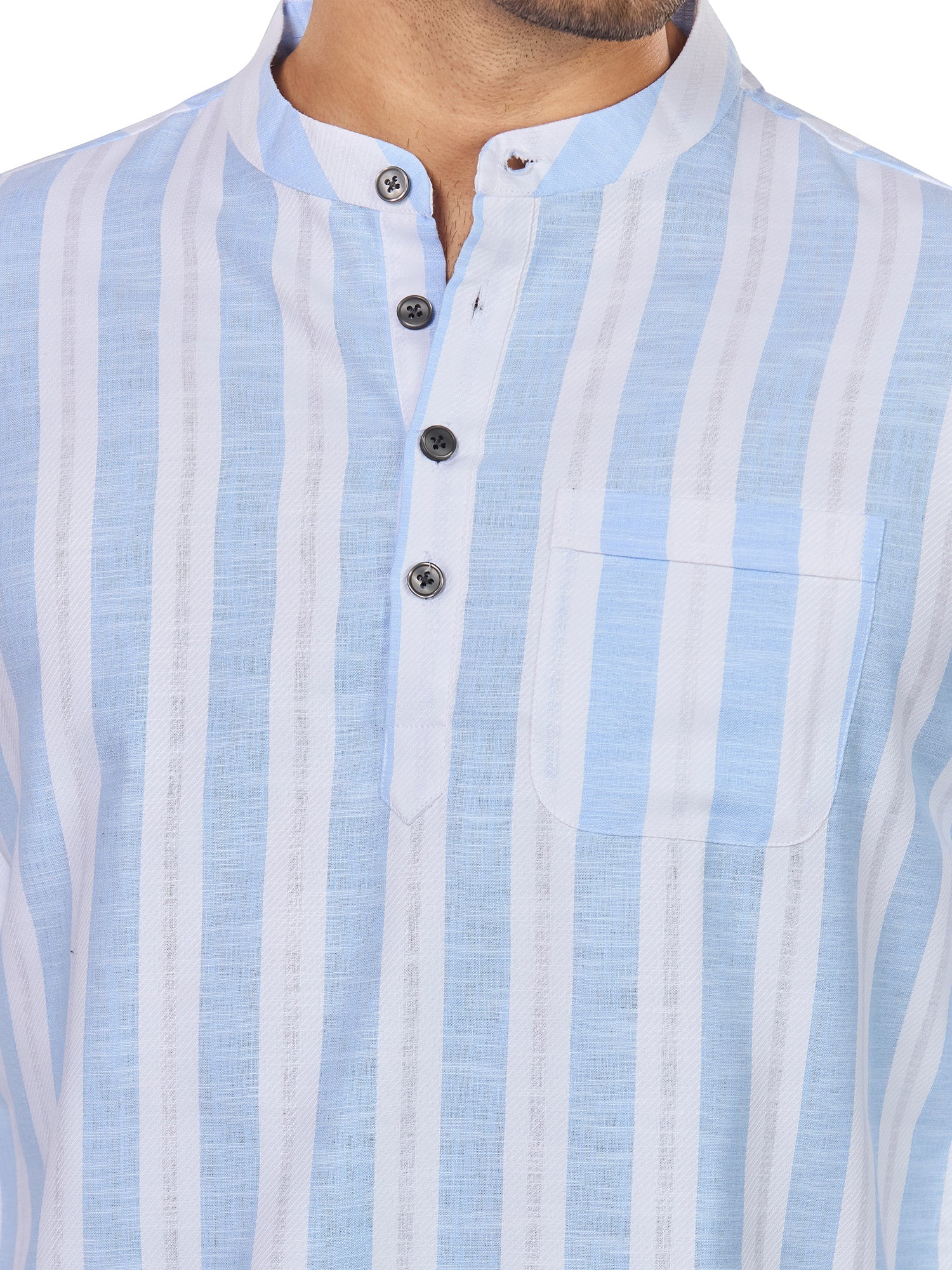 Cotton Short Kurta for Men - White | SKRTPSWBLU