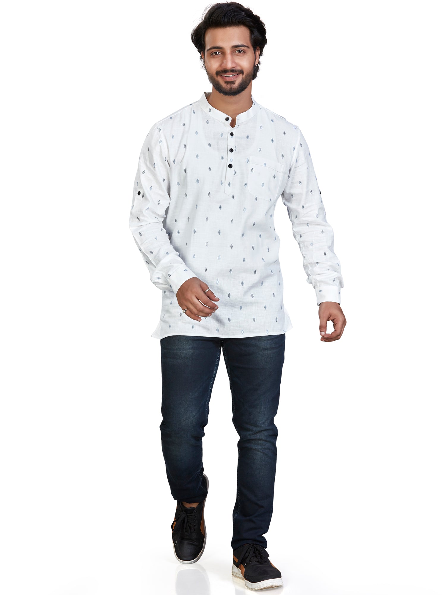 white Cotton Solid Kurtas Short Kurta | DesiQlo