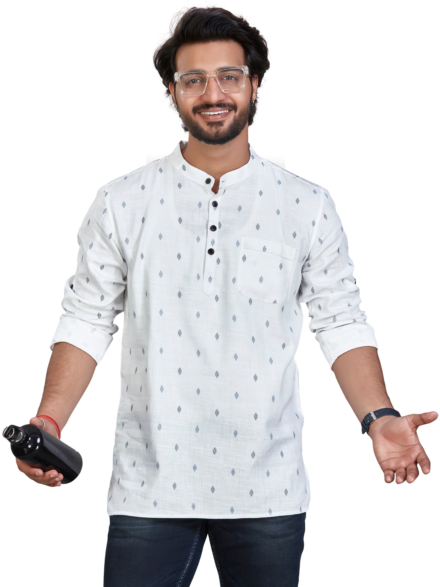 white Cotton Solid Kurtas Short Kurta | DesiQlo