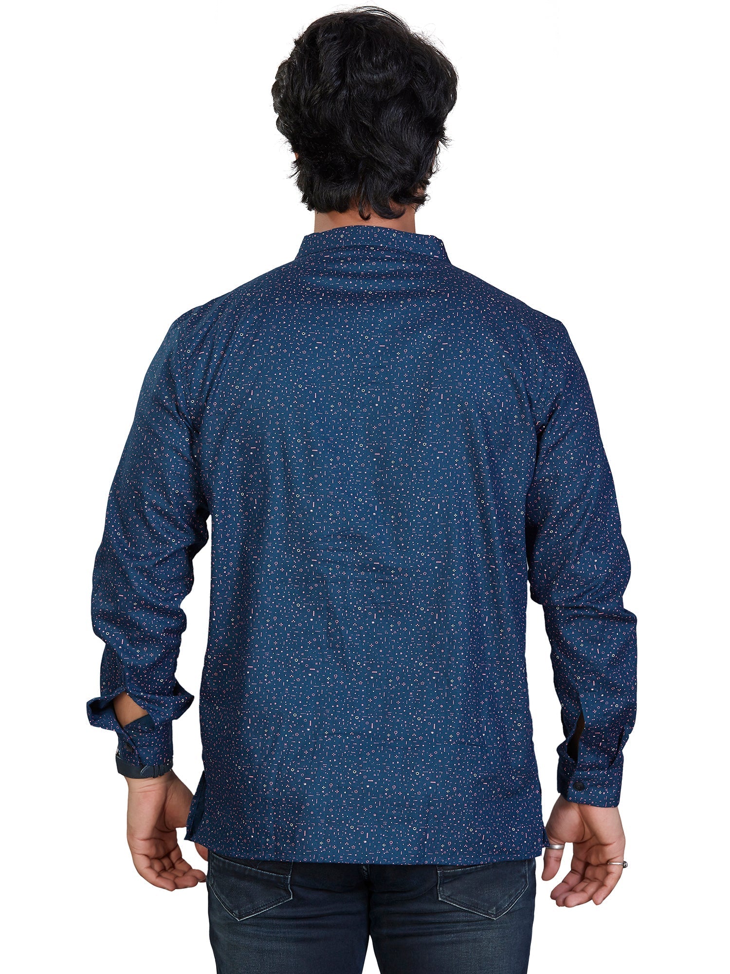navy Cotton Floral Kurtas for Men | DesiQlo India