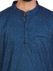 Cotton Short Kurta for Men - Navy Blue | SKAVPRNAV3