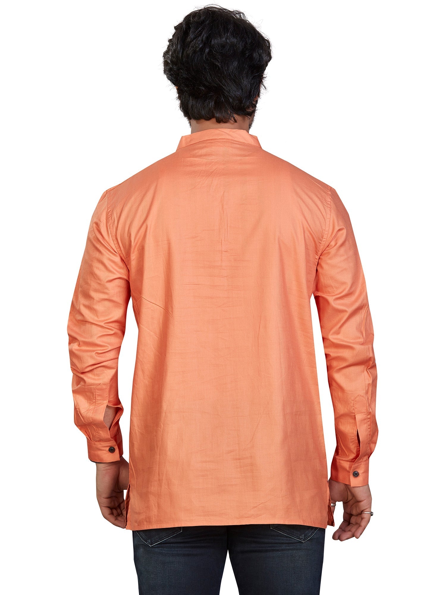 orange Cotton Solid Kurtas for Men | DesiQlo India