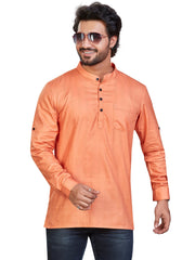Cotton Short Kurta for Men - Orange | SKSRSSPCH3
