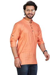 Cotton Short Kurta for Men - Orange | SKSRSSPCH3
