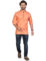 Cotton Short Kurta for Men - Orange | SKSRSSPCH3