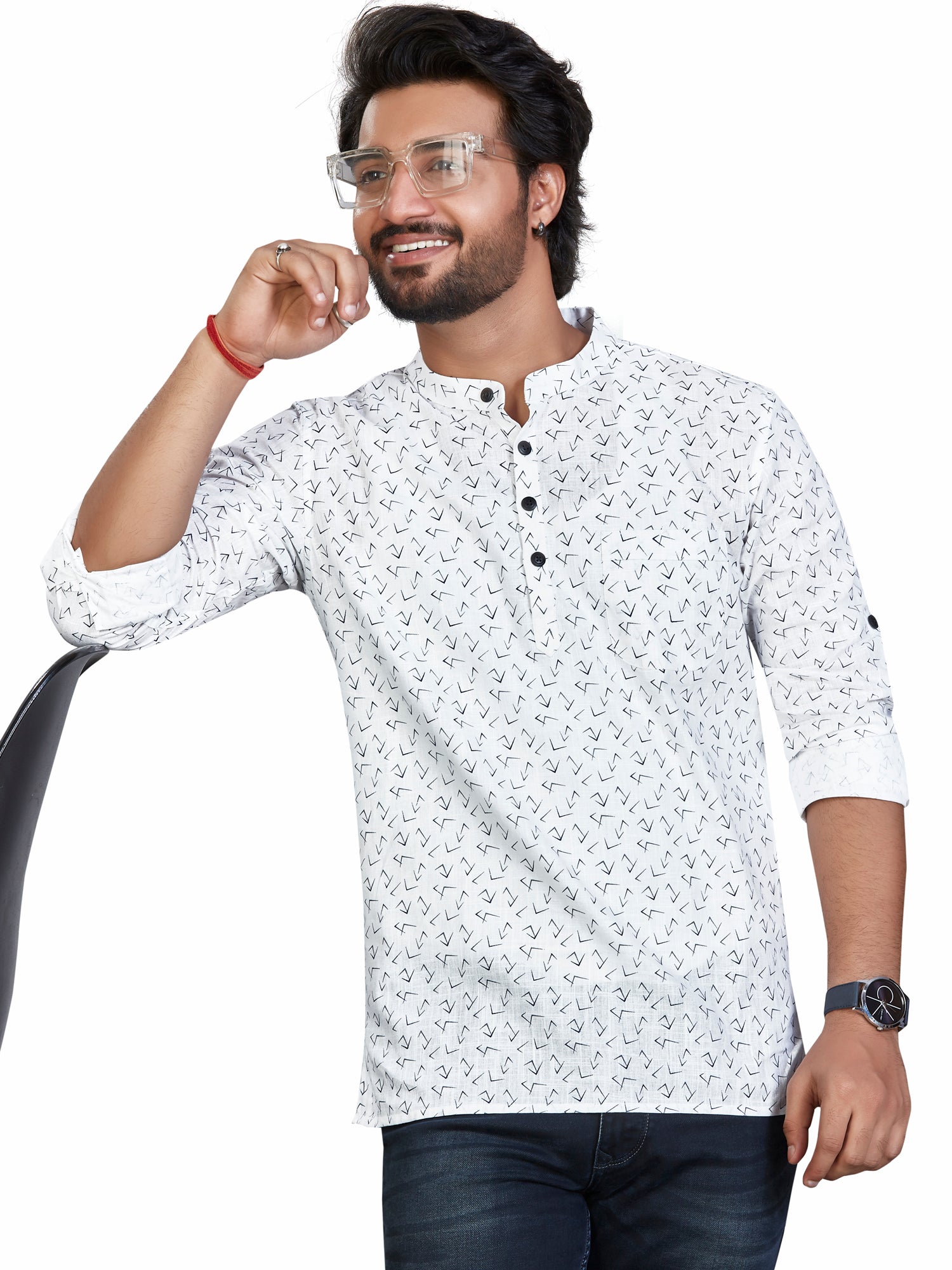 geometric Cotton Floral Kurtas Short Kurta | DesiQlo
