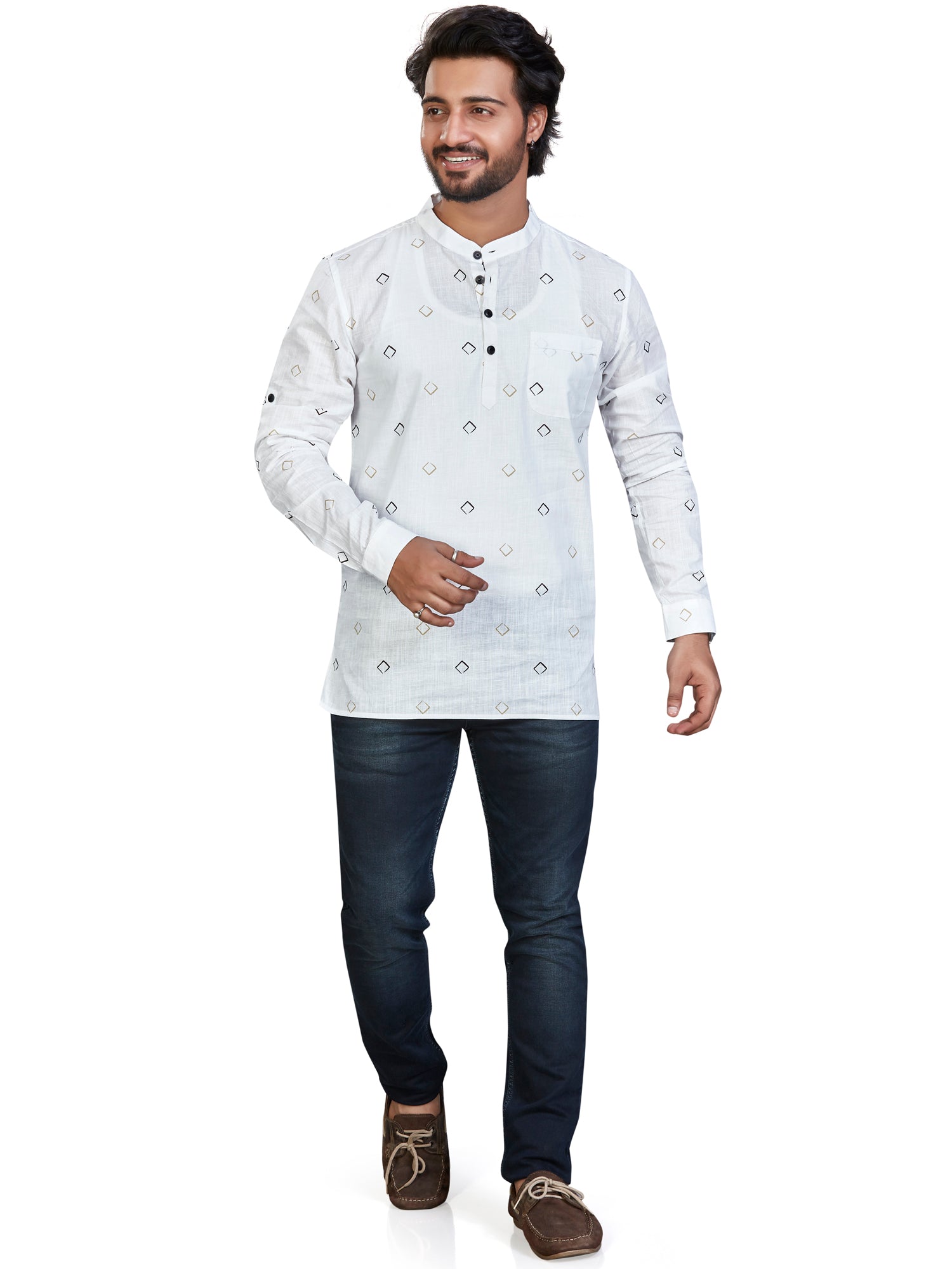 white Cotton Solid Kurtas Short Kurta | DesiQlo 3