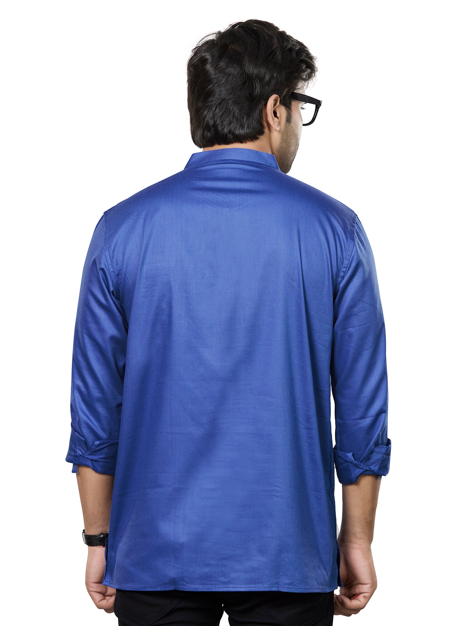 Cotton Short Kurta for Men - Blue | SKRECBBLU3