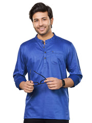 Cotton Short Kurta for Men - Blue | SKRECBBLU3