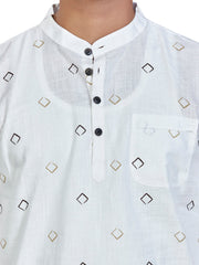 Cotton Short Kurta for Men - White | SKSRSQWGOL