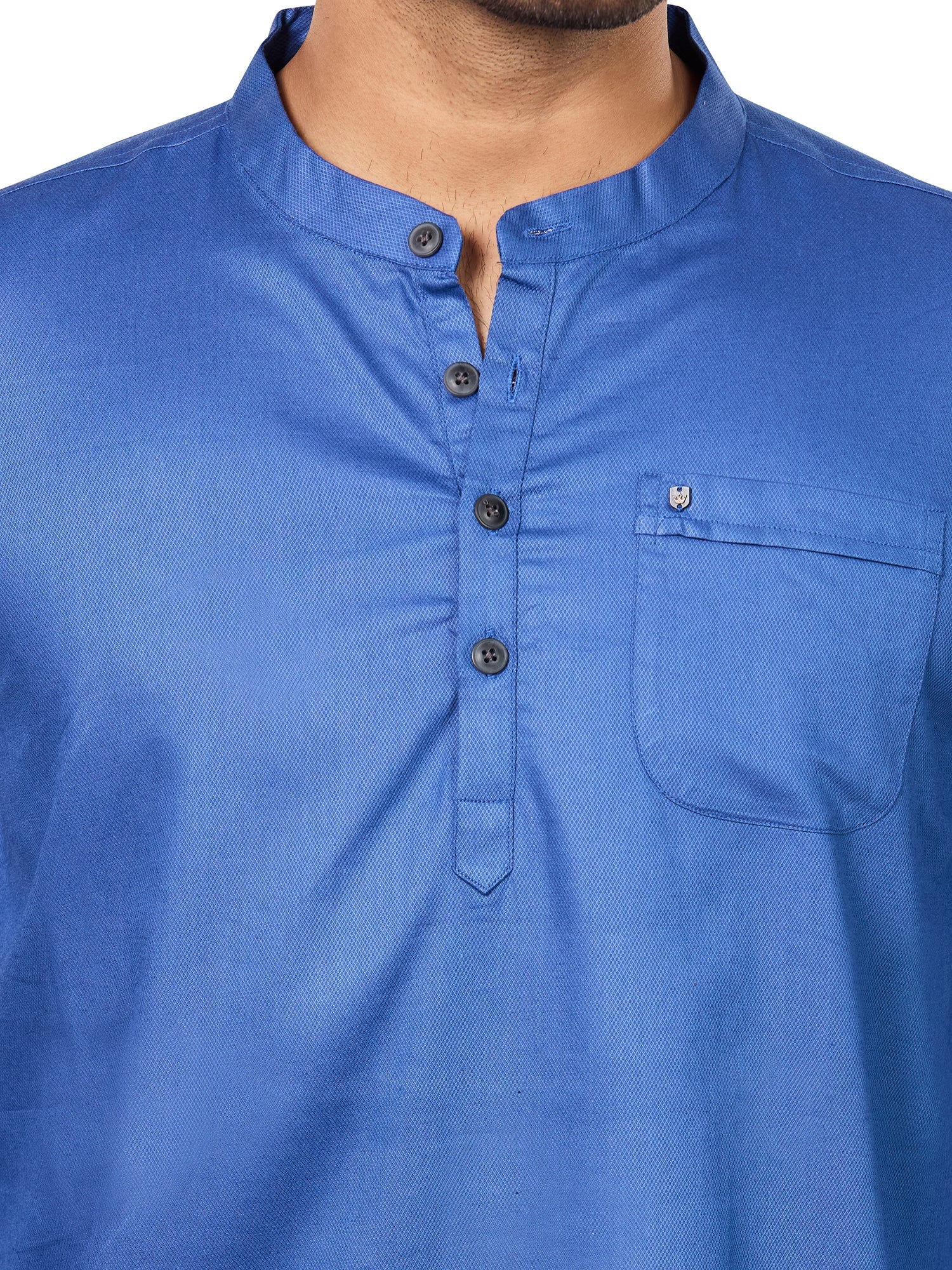 Cotton Short Kurta for Men - Blue | SKRECBBLU3