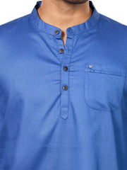 Cotton Short Kurta for Men - Blue | SKRECBBLU3