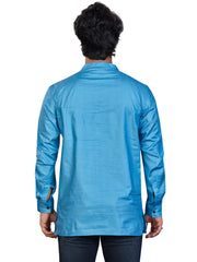 Cotton Short Kurta for Men - Blue | SKSRSSBLU3