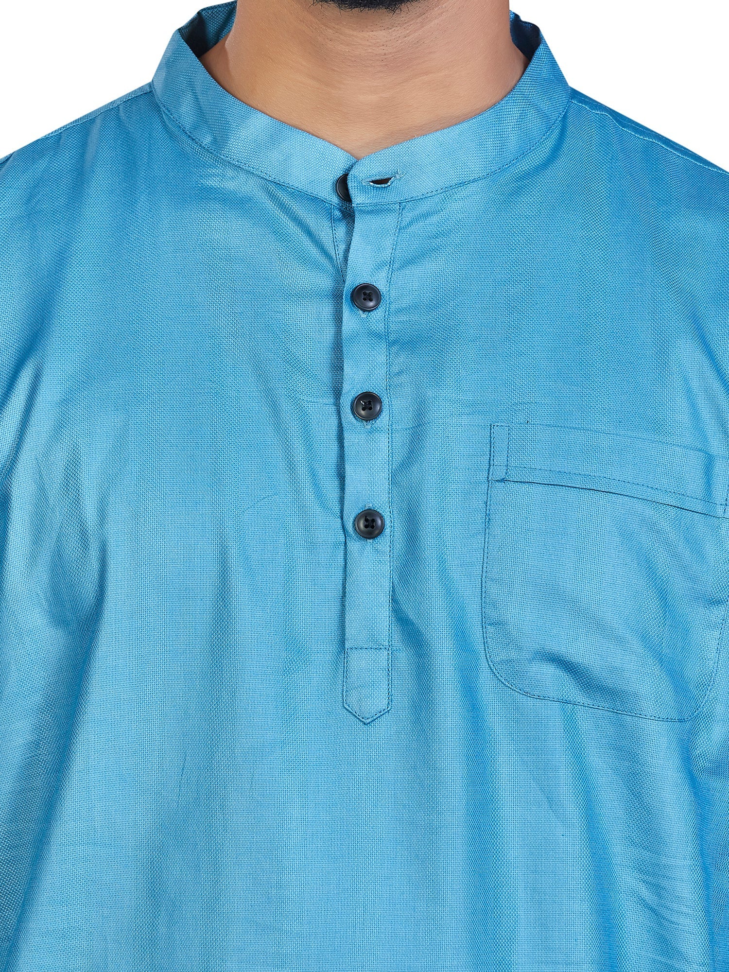 blue Cotton Solid Kurtas for Men | DesiQlo India