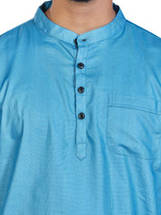Cotton Short Kurta for Men - Blue | SKSRSSBLU3