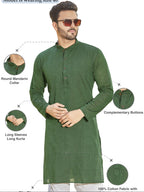 Cotton Kurta for Men - Green | KUDU57072G