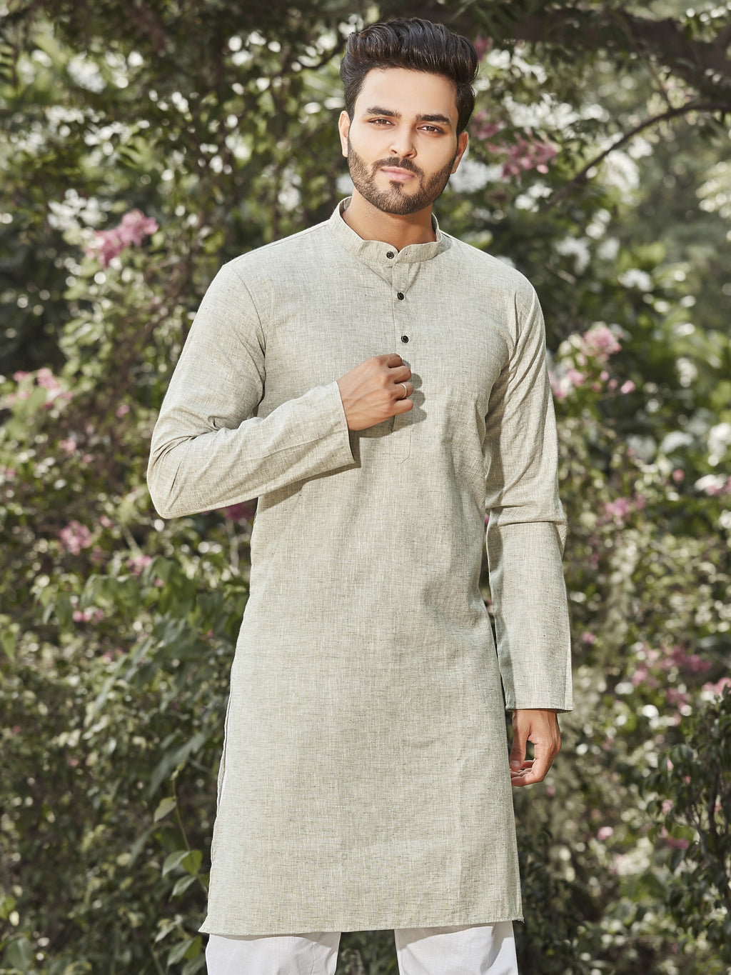 Cotton Kurta for Men - Grey | KPREKHOL38