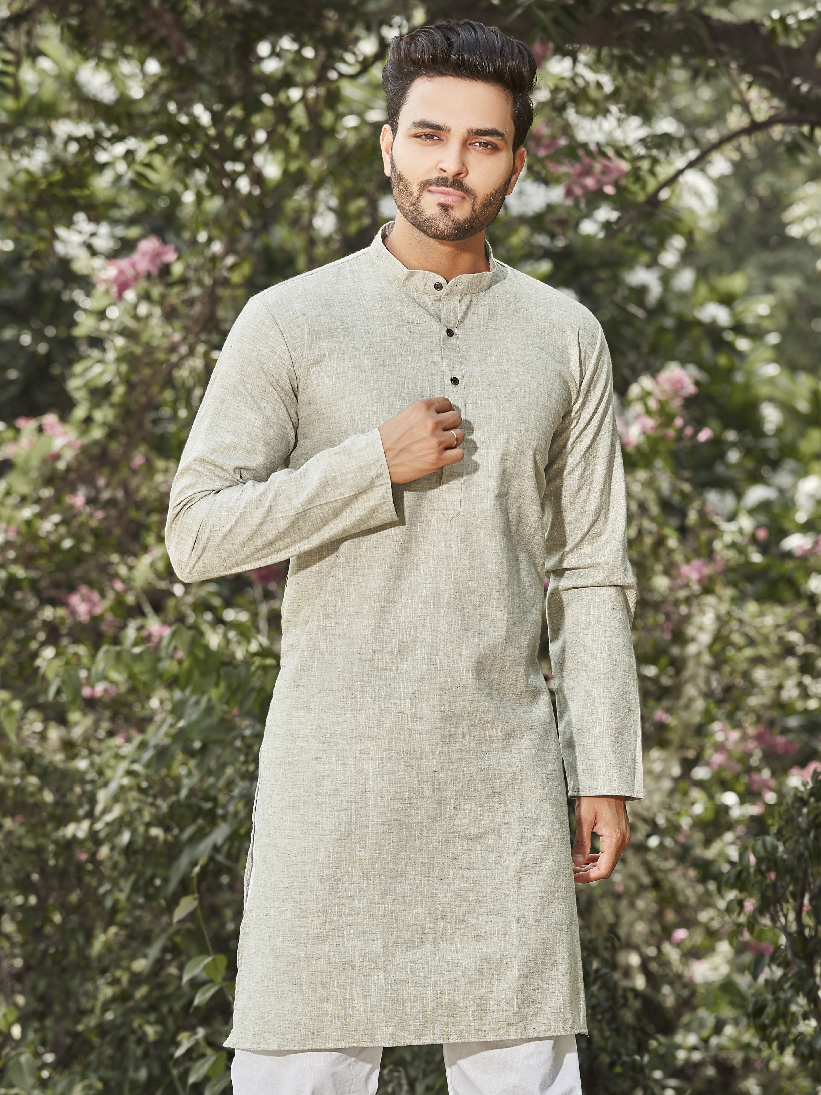 Cotton Kurta for Men - Grey | KPREKHOL38