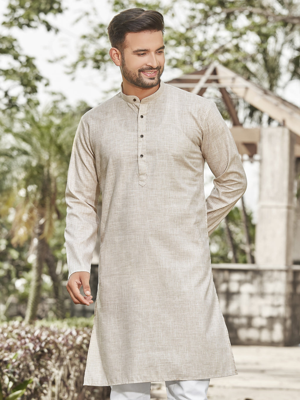 Cotton Kurta for Men - Beige | KPRESLBE38
