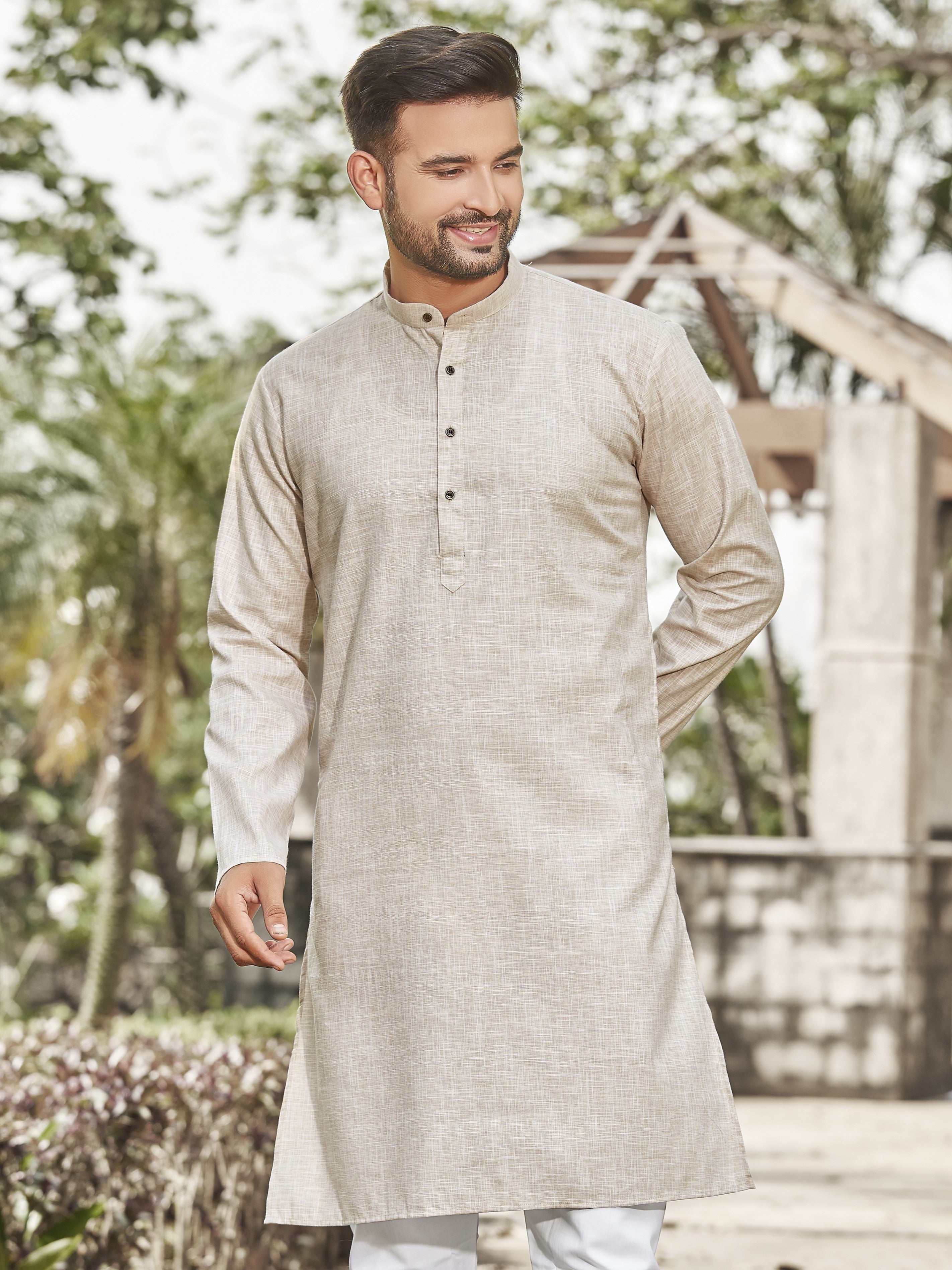 Cotton Kurta for Men - Beige | KPRESLBE38