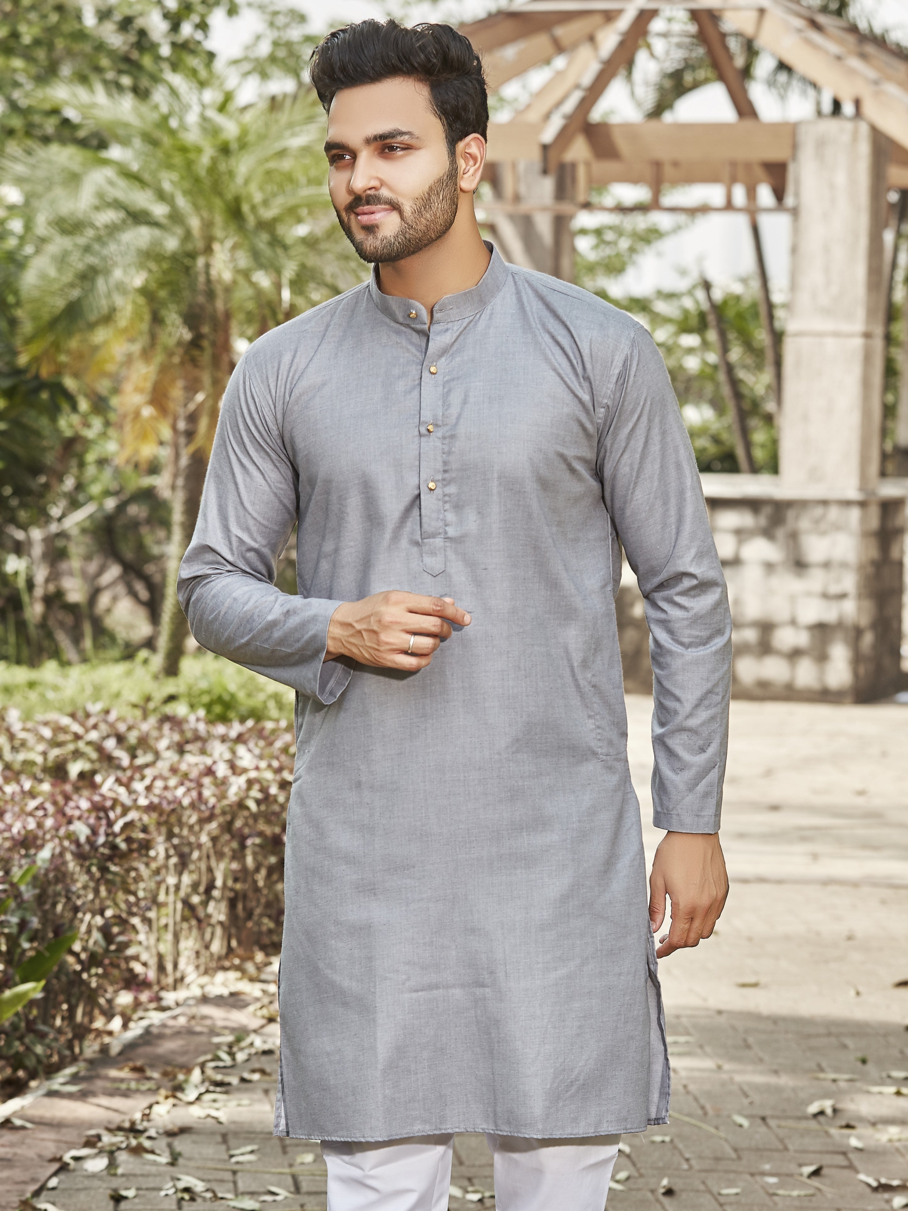Cotton Kurta for Men - Grey | KPSGSLGRE3
