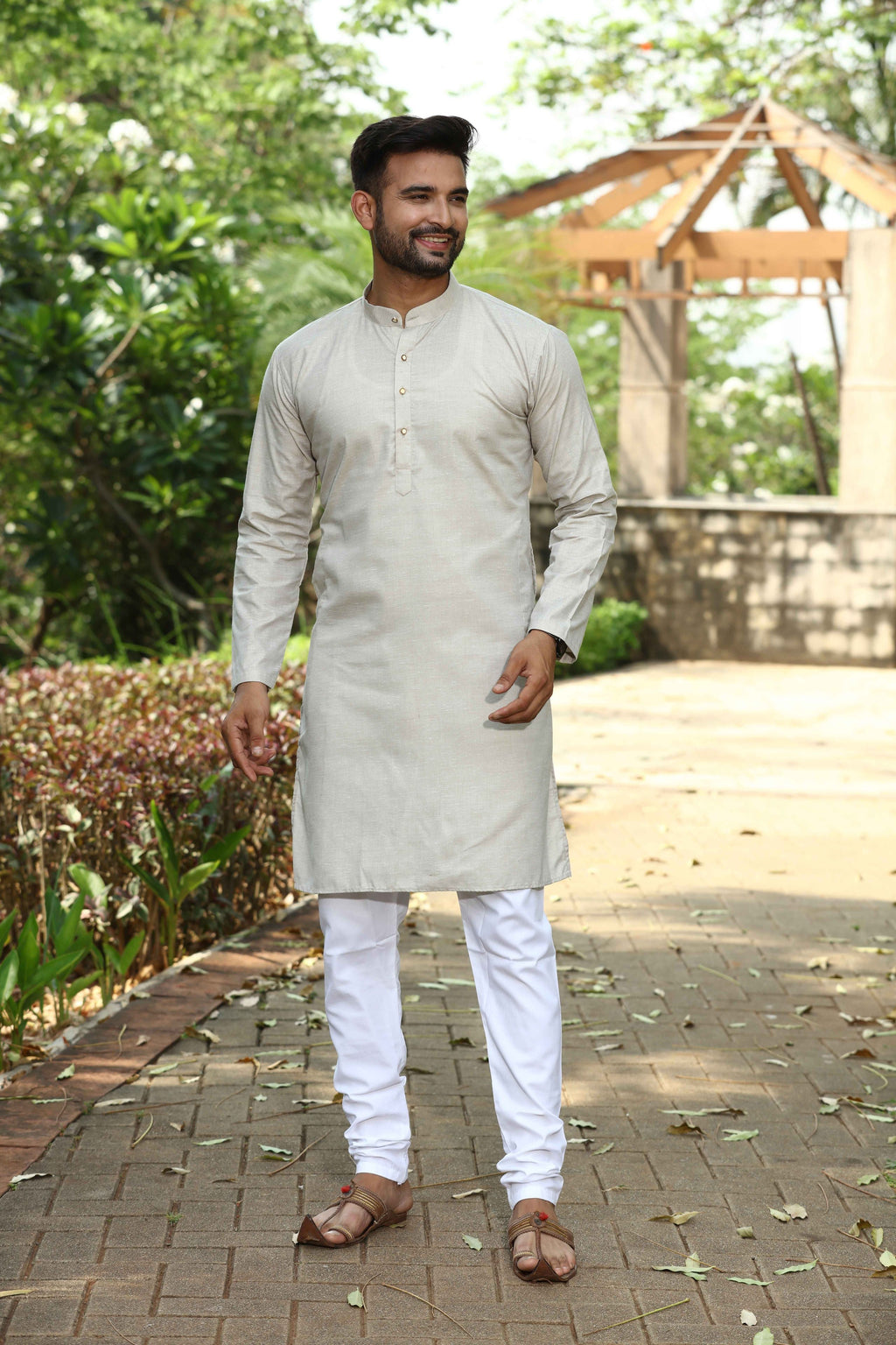 Cotton Kurta for Men - Beige | KPSGSLBE38