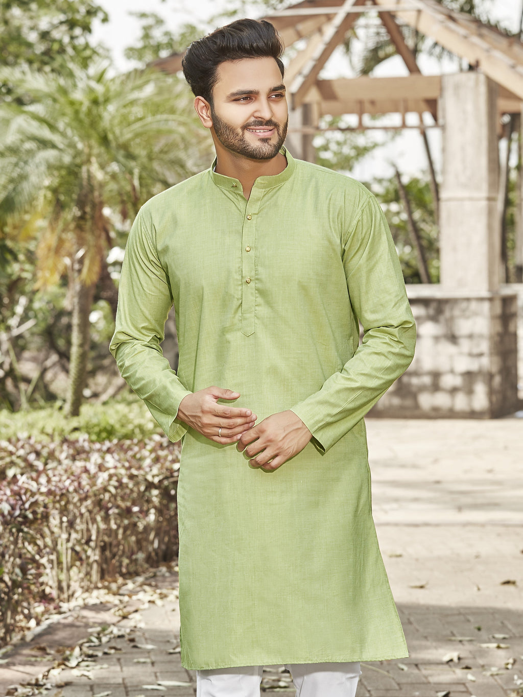 Cotton Kurta for Men - Green | KPSGSLGRN3