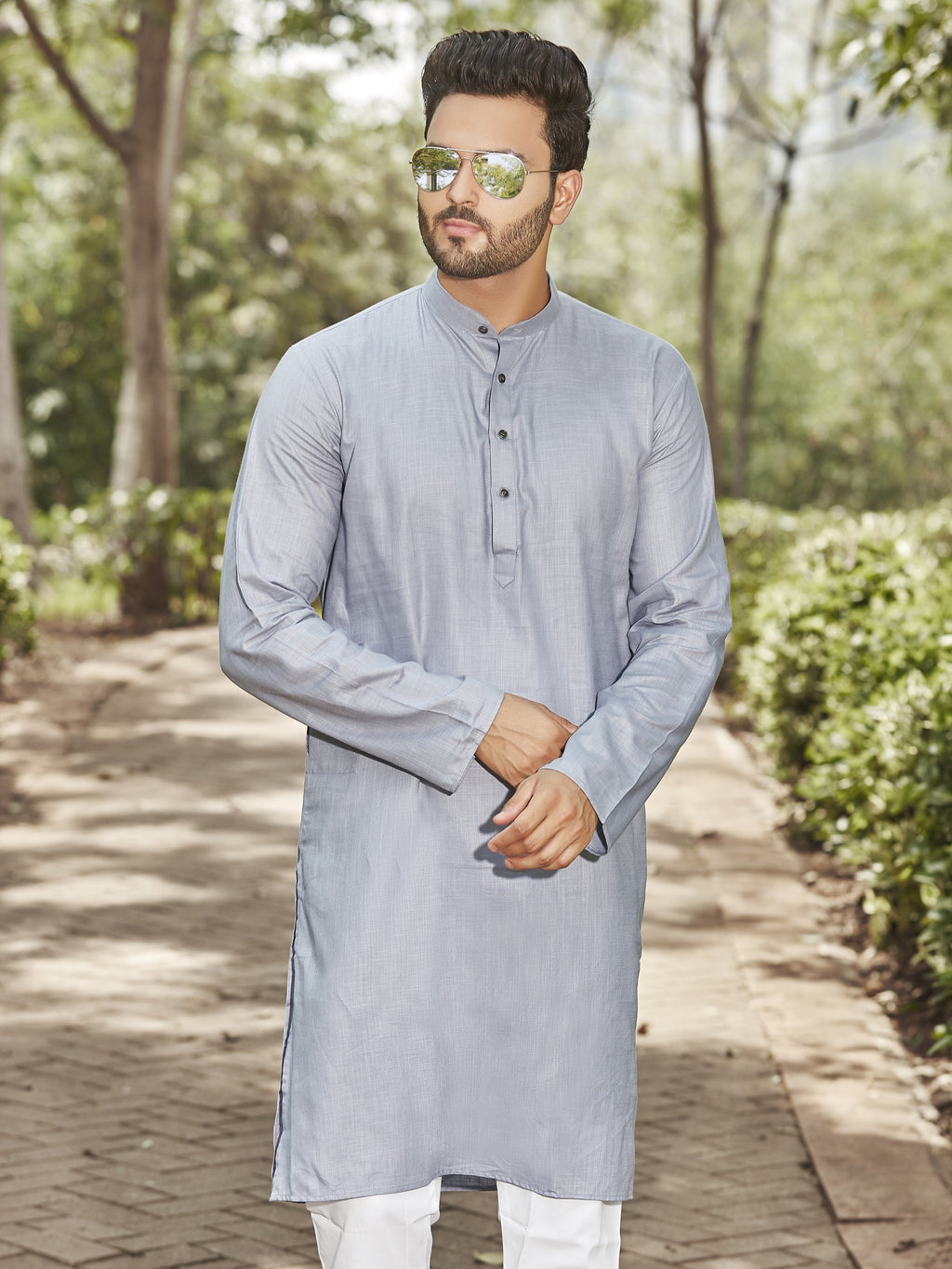 Cotton Kurta for Men - Grey | KPSSHPGY38