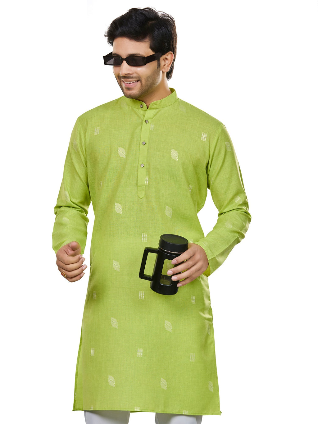 Cotton Kurta for Men - Green | KUSRBUNEO3