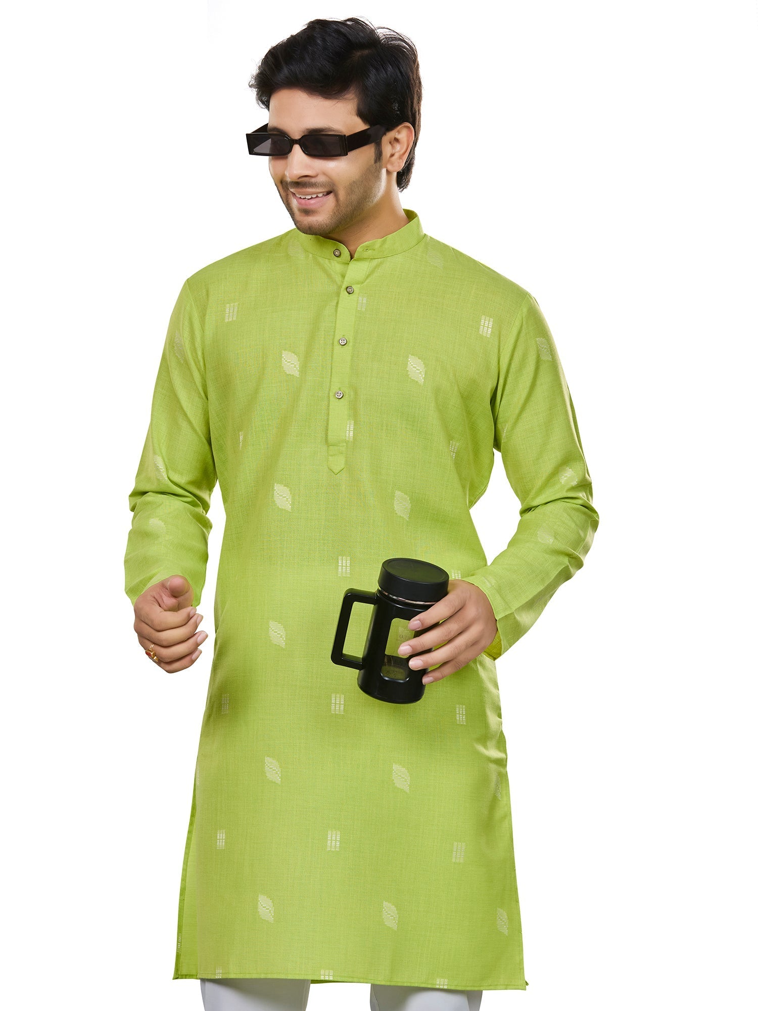 Cotton Kurta for Men - Green | KUSRBUNEO3