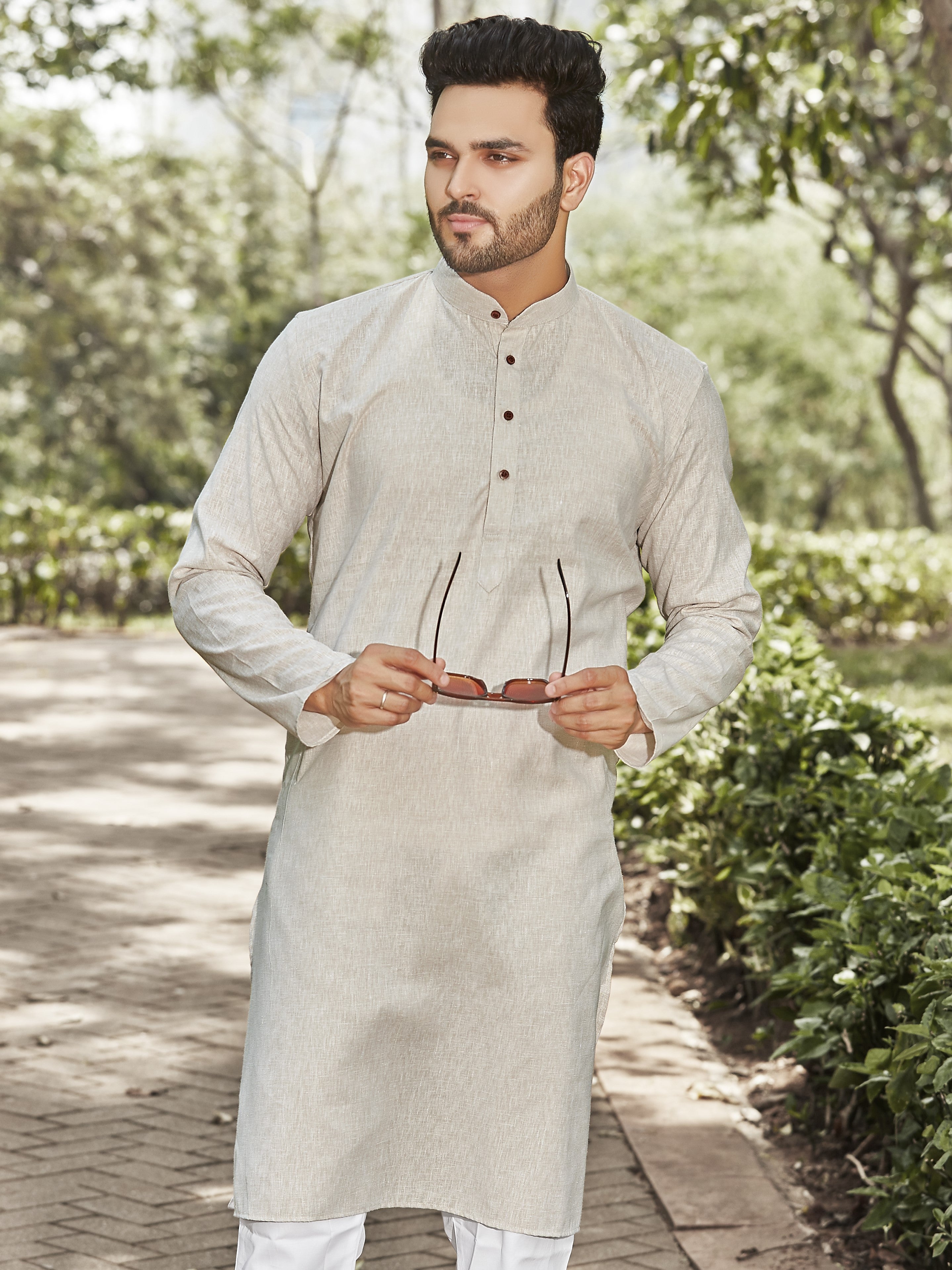 Cotton Kurta for Men - Beige | KPSRLSBE38