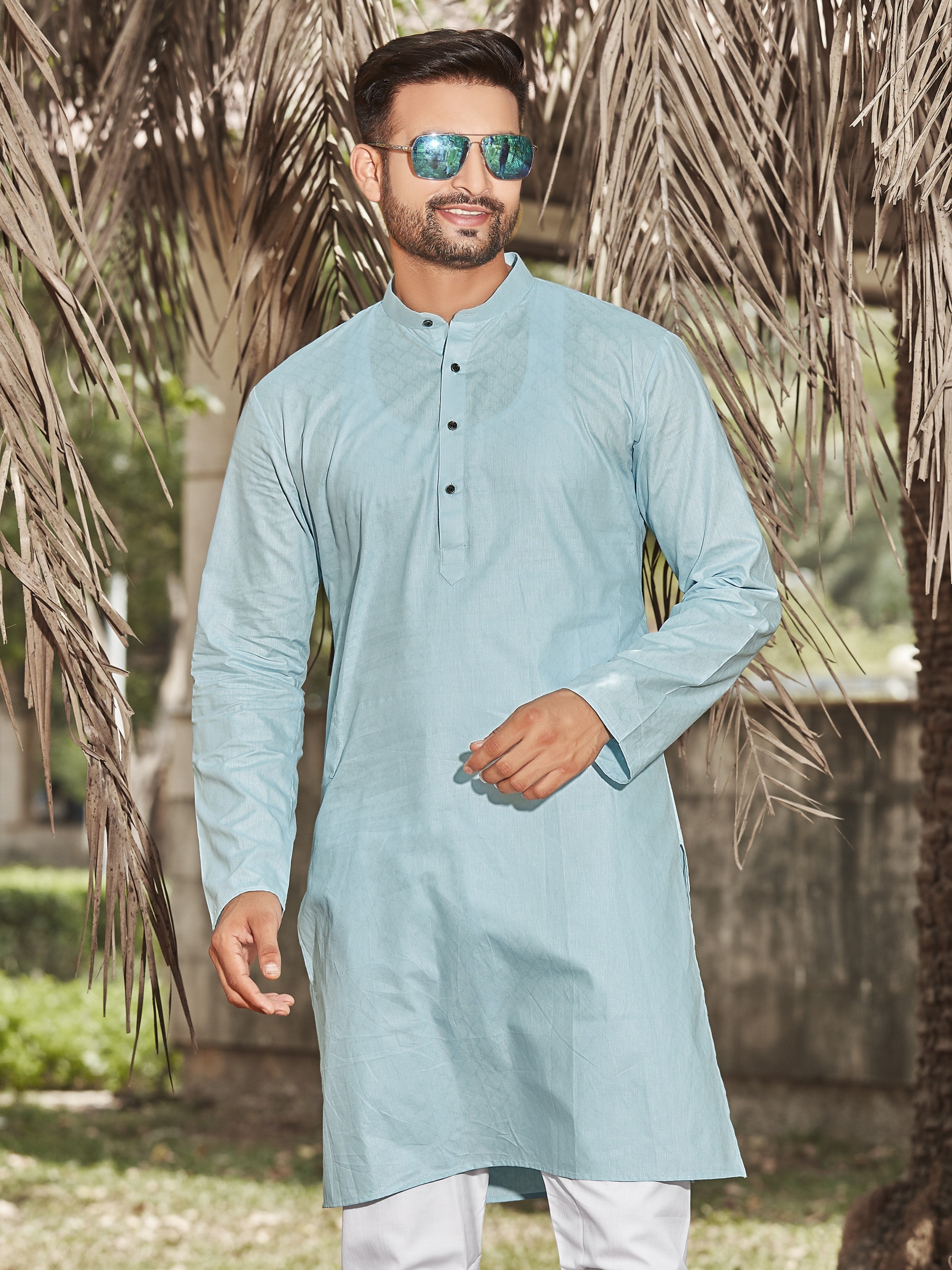 Cotton Kurta for Men - Blue | KPSSOJBLU3