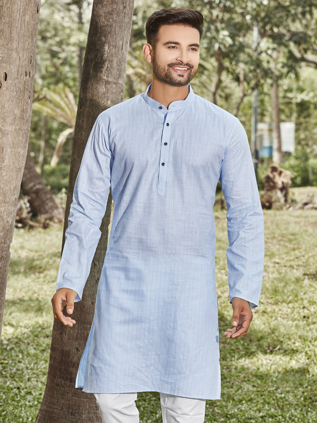 Cotton Kurta for Men - Blue | KPUCCLBU38