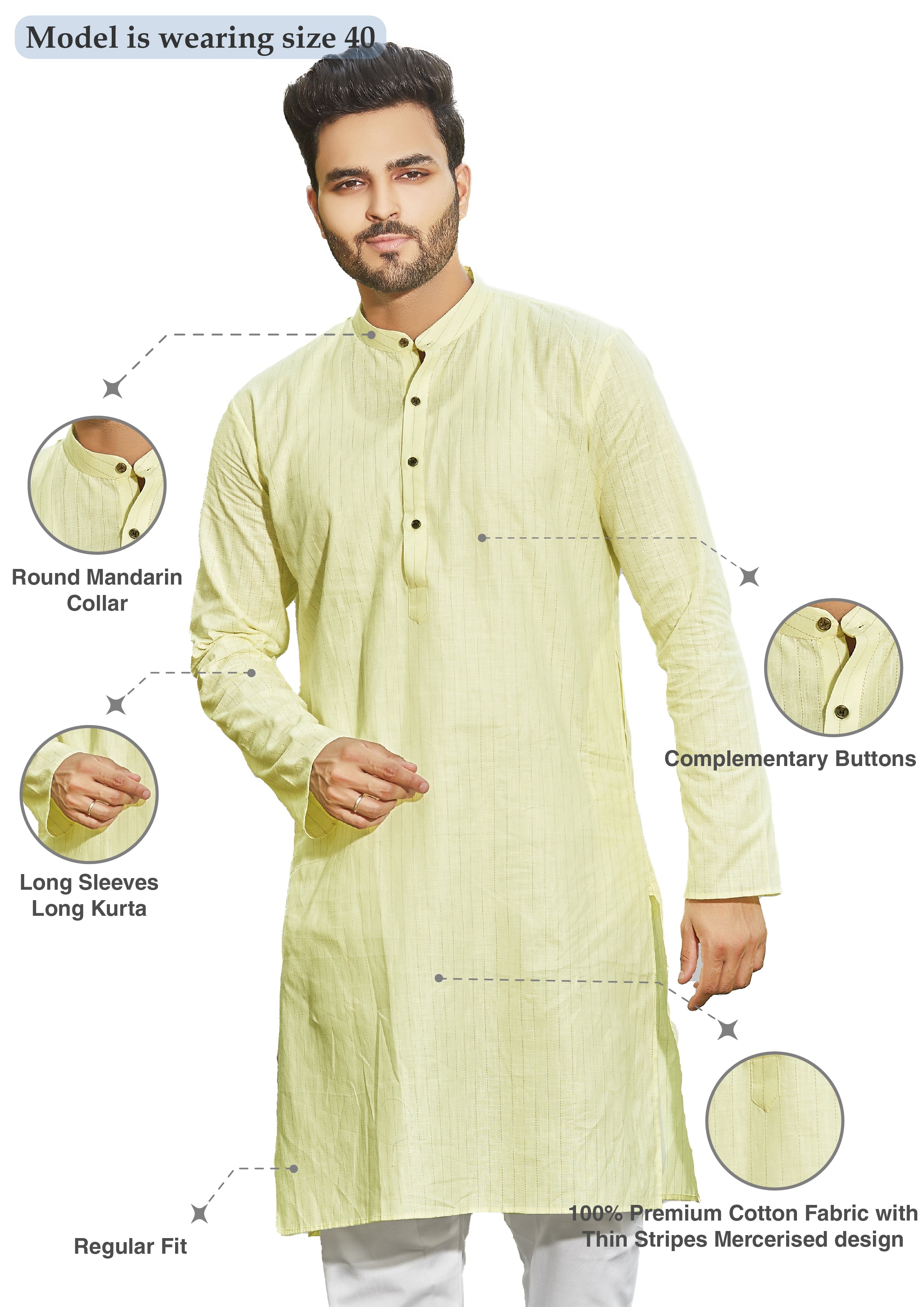 Cotton Kurta for Men - Multicolor | KPUCCLLY38