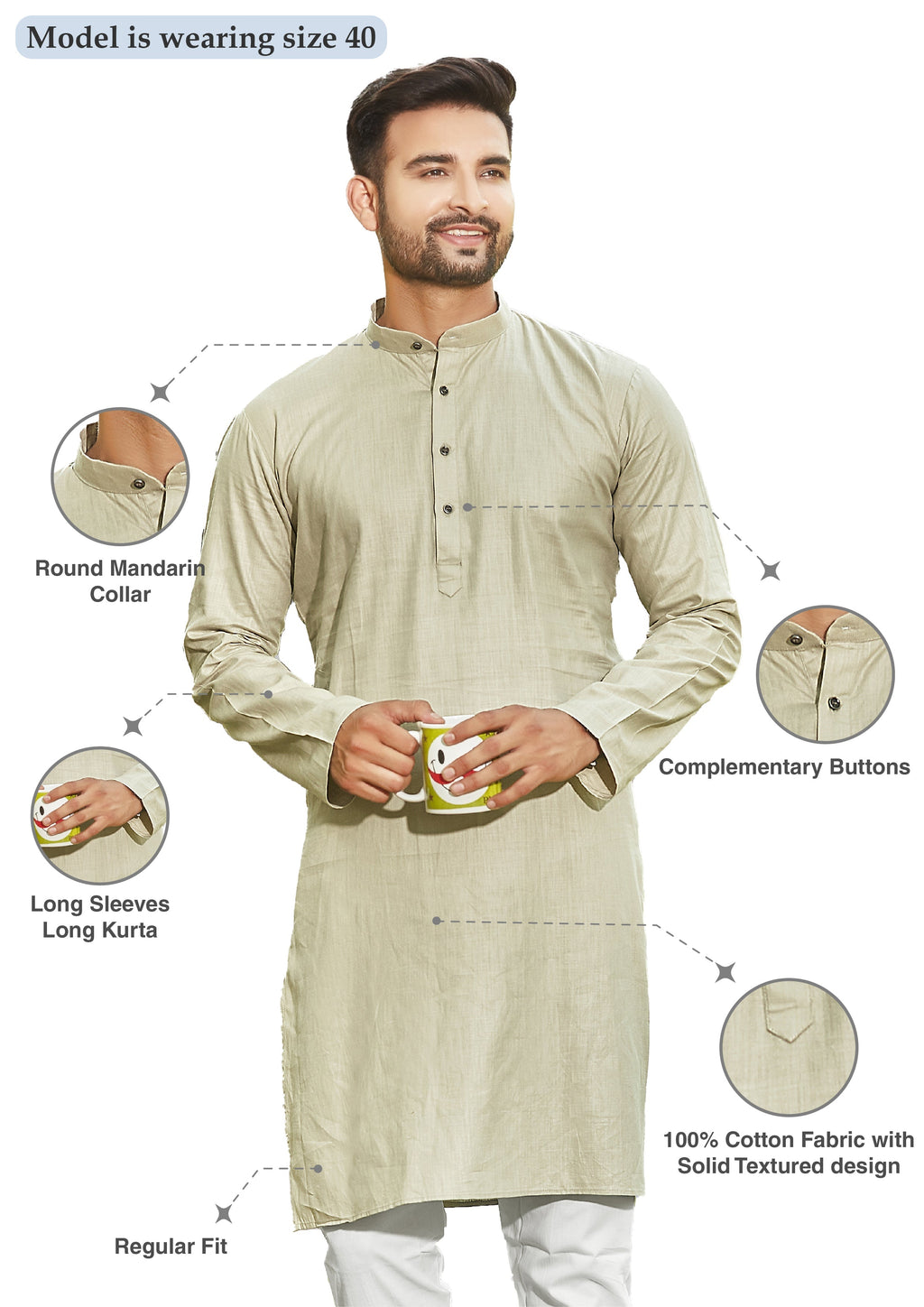 Cotton Kurta for Men - Green | KPSSHPOG38