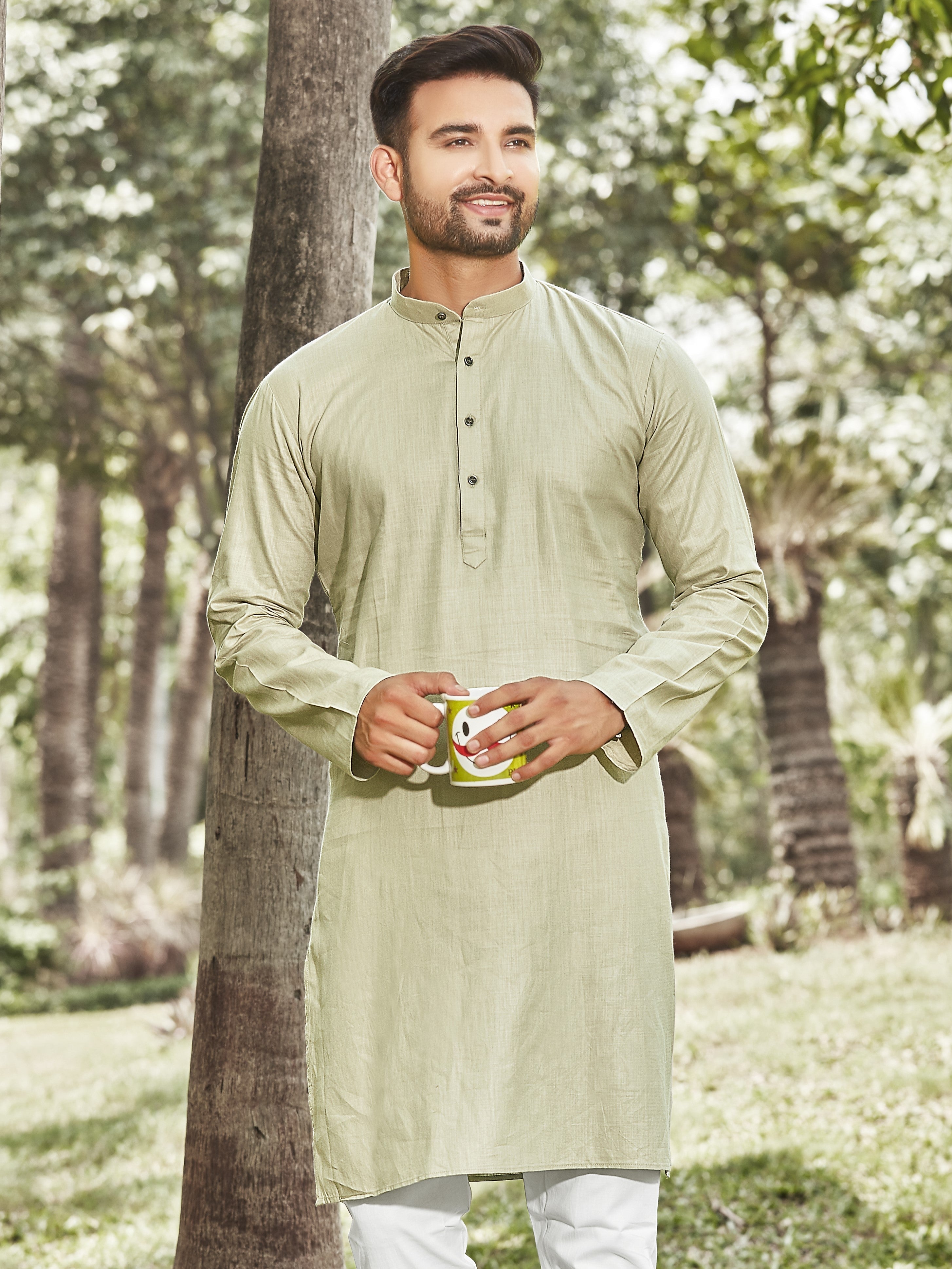 Cotton Kurta for Men - Green | KPSSHPOG38