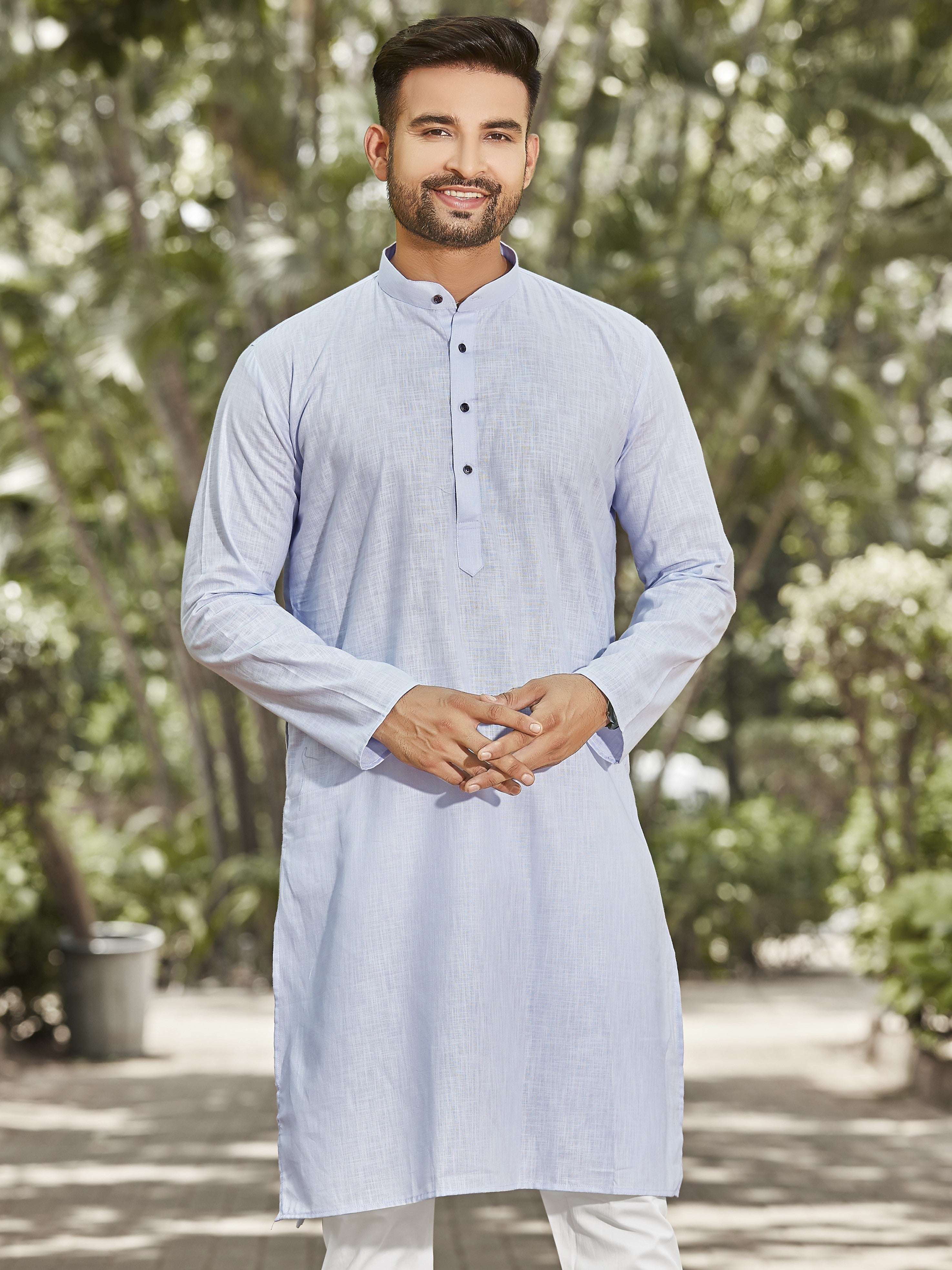 Cotton Kurta for Men - Blue | KPUCLCLGR3