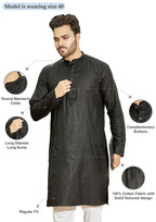 Cotton Kurta for Men - Black | KPSSHPBLK3