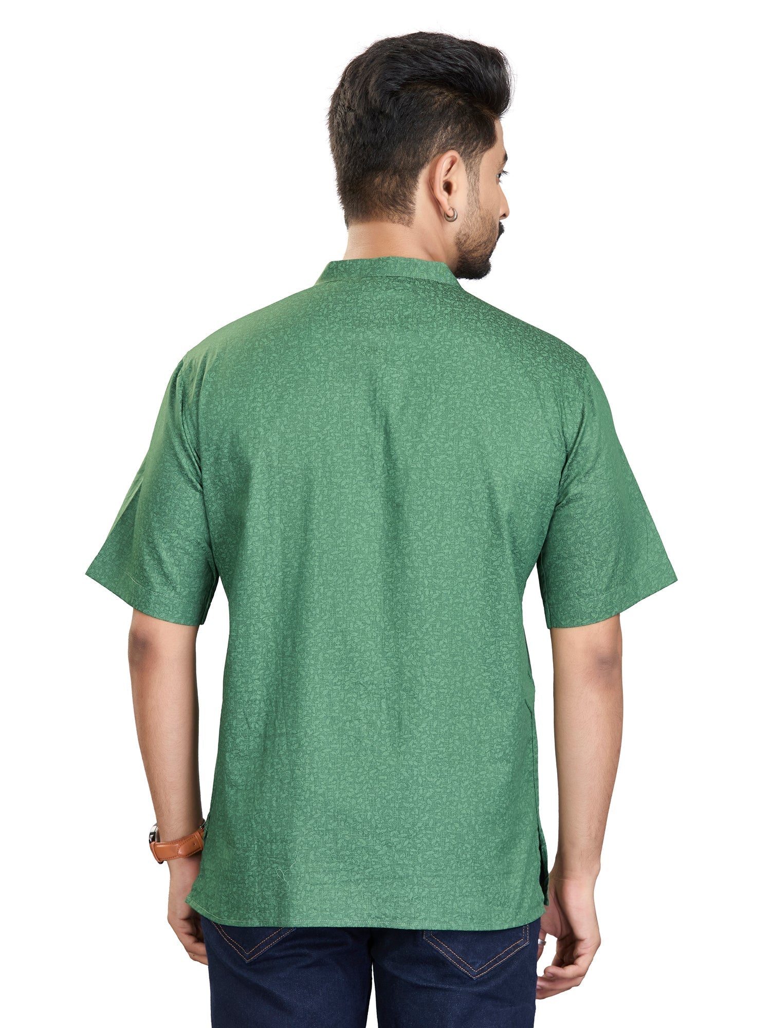 Bamboo Short Kurta Half Sleeves for Men - White | SHAVPRGRN3