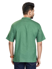 Bamboo Short Kurta Half Sleeves for Men - White | SHAVPRGRN3