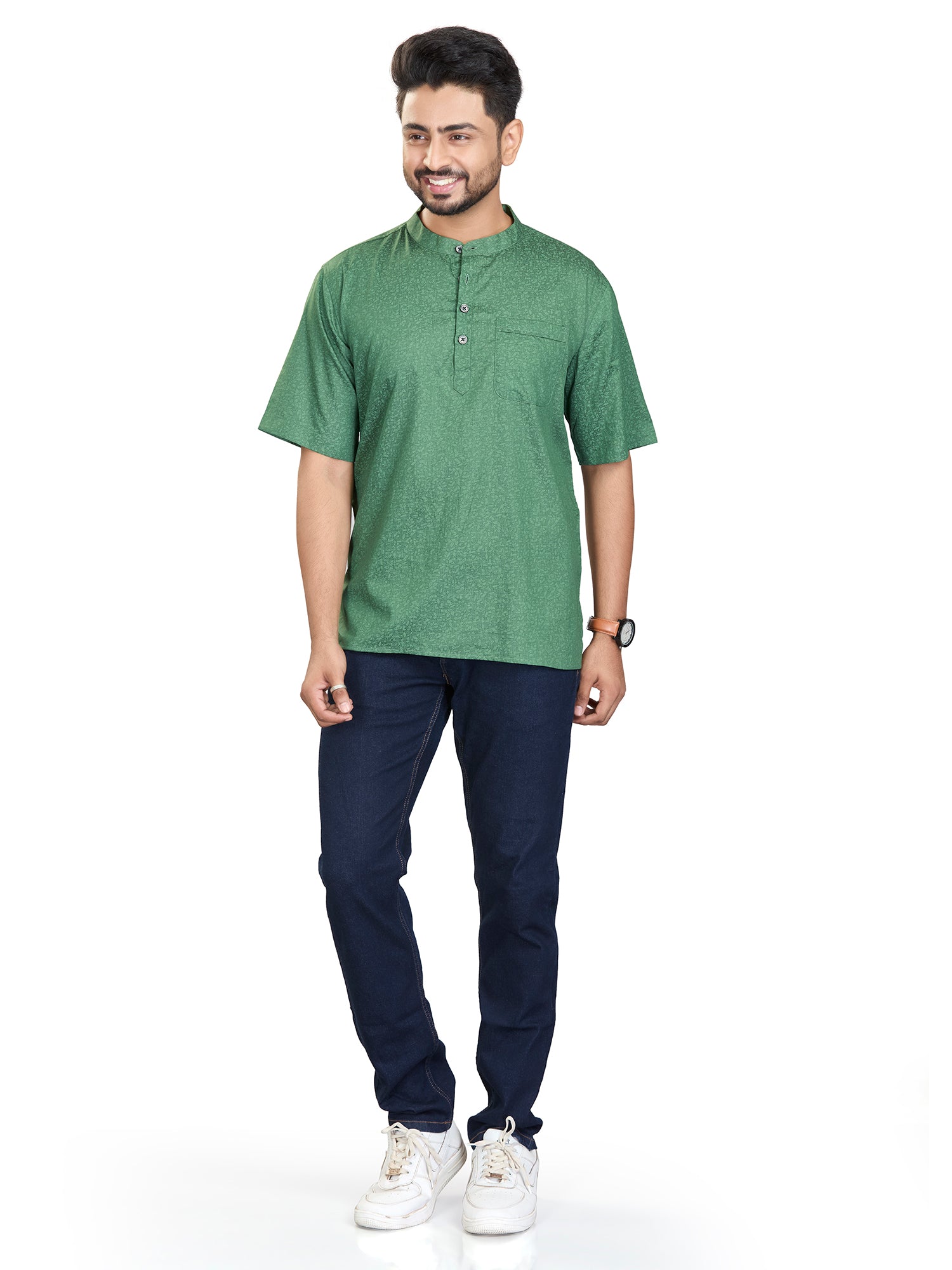 white Bamboo Floral Kurtas for Men | DesiQlo India