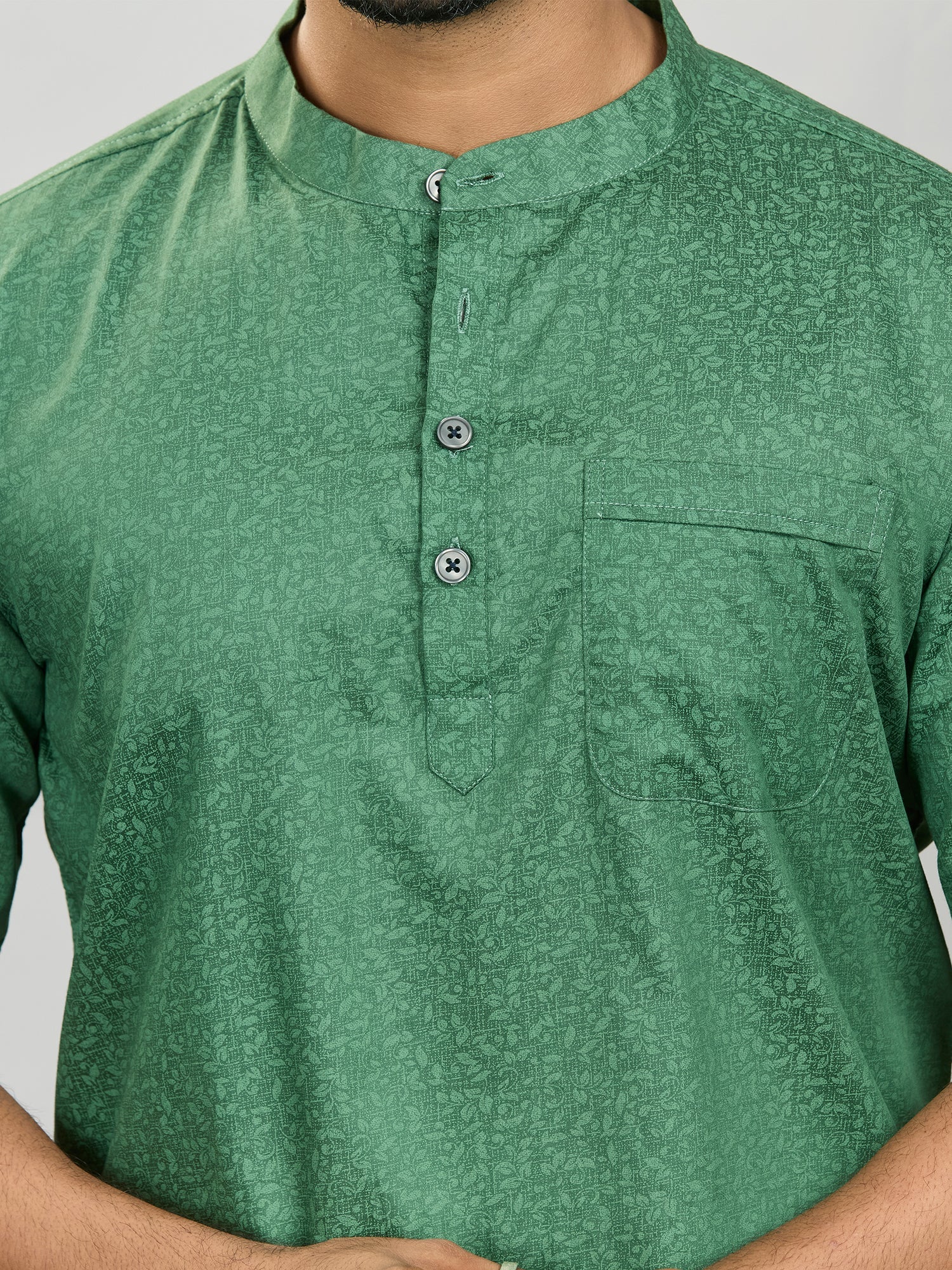 Bamboo Short Kurta for Men - White | SHAVPRGRN3