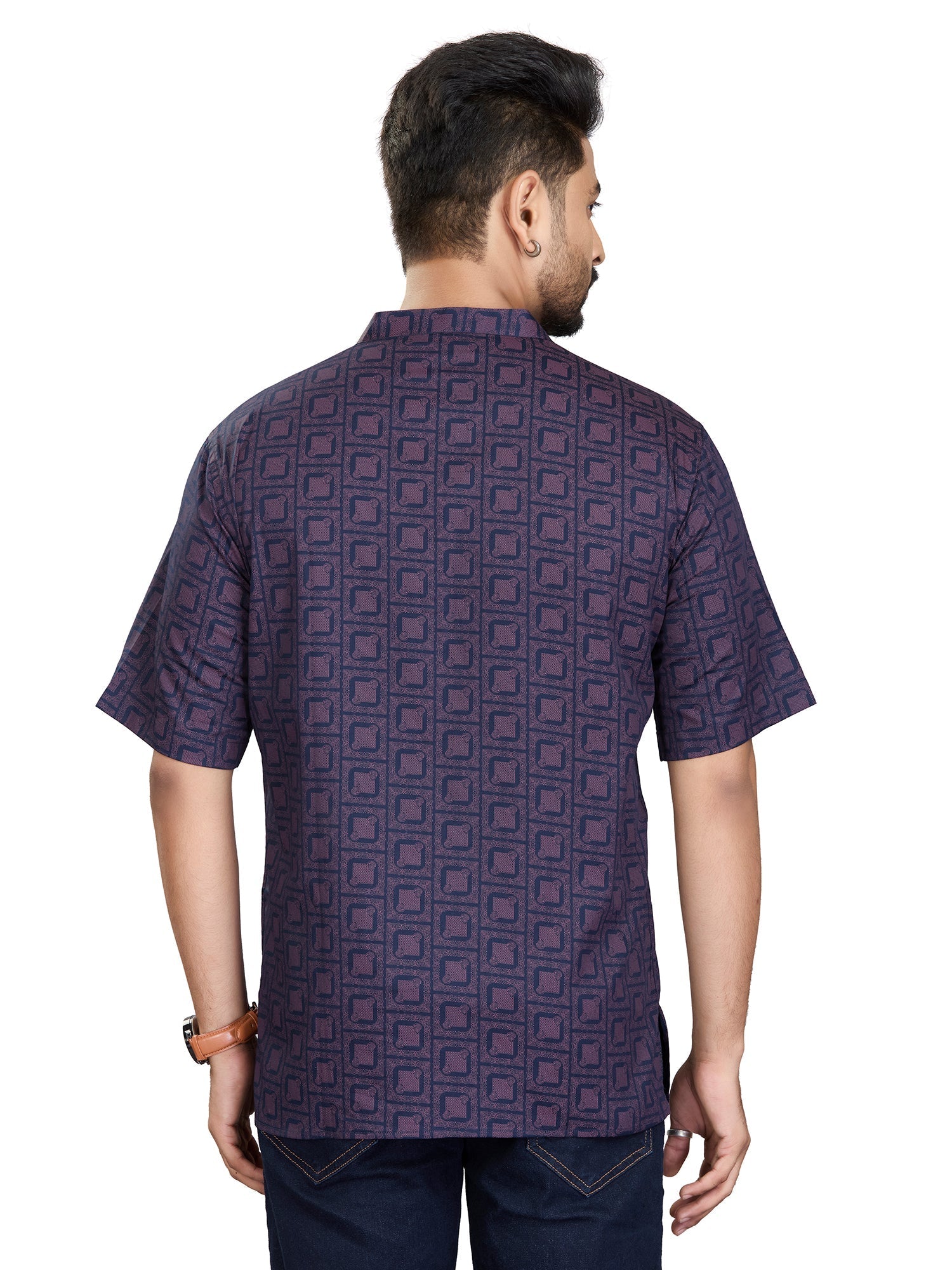 Bamboo Short Kurta Half Sleeves for Men - White | SHAVGPNAV3