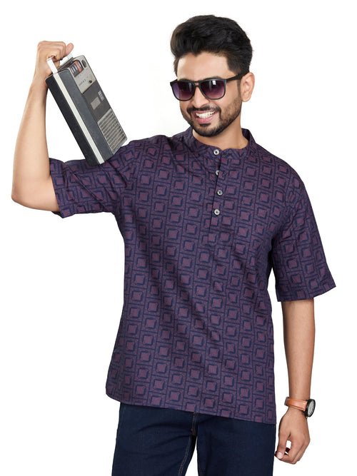 Bamboo Short Kurta Half Sleeves for Men - White | SHAVGPNAV3