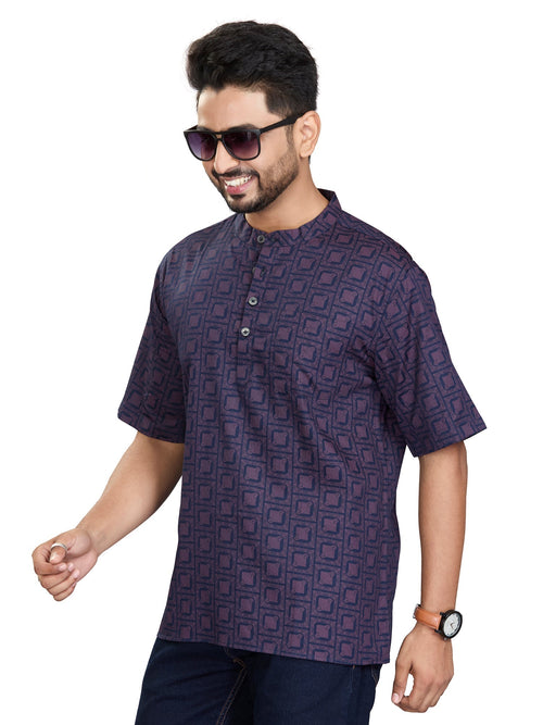 Bamboo Short Kurta Half Sleeves for Men - White | SHAVGPNAV3
