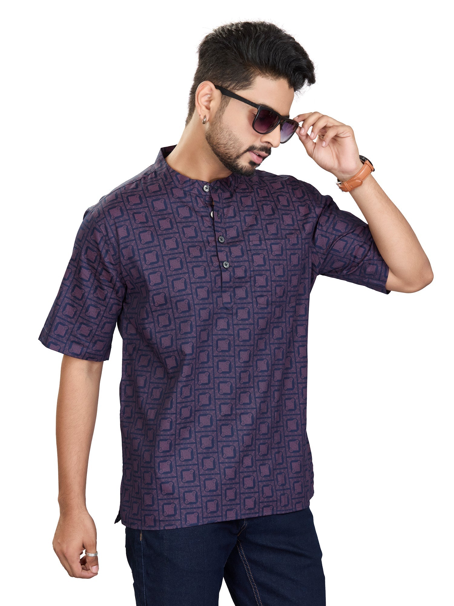 Bamboo Short Kurta for Men - White | SHAVGPNAV3