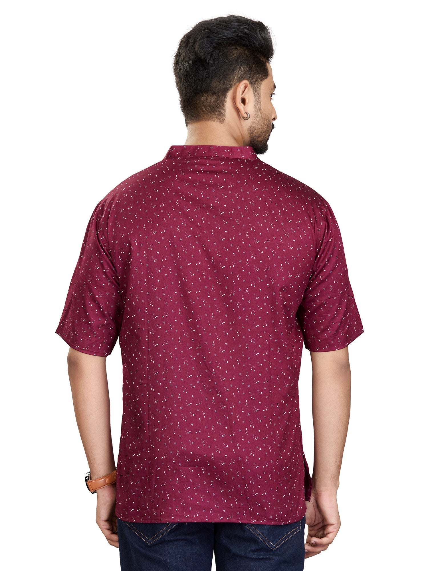 Bamboo Short Kurta Half Sleeves for Men - White | SHAVSPMAR3