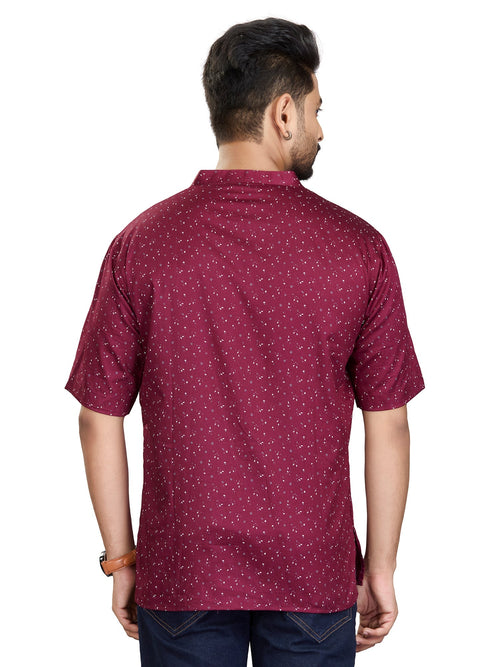 Bamboo Short Kurta Half Sleeves for Men - White | SHAVSPMAR3